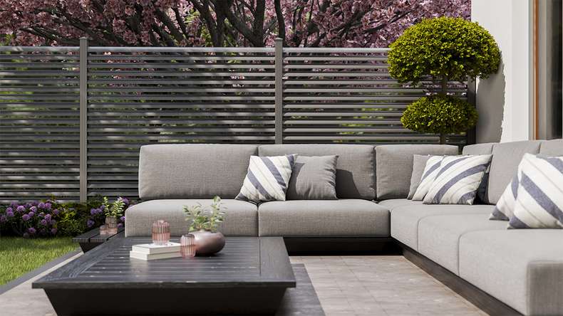 planeo Gardence Metallic Ellipse - Clôture de jardin en aluminium Carré Anthracite | DB703