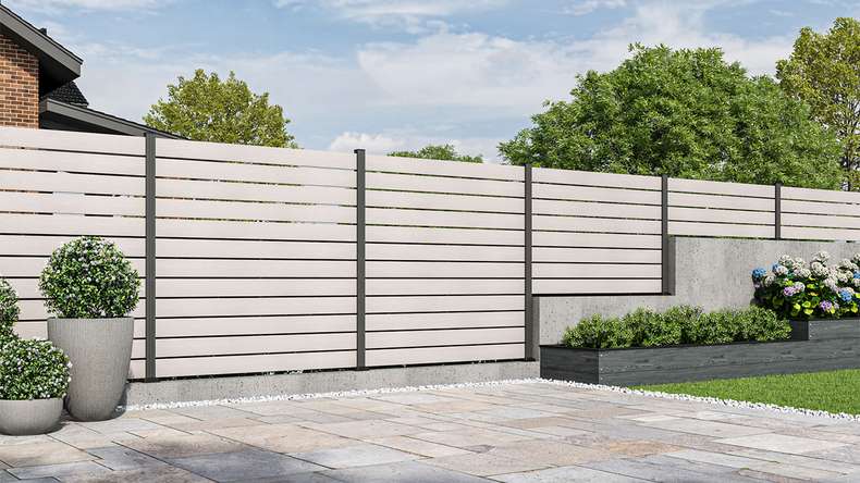 planeo Vario - Clôture à emboîter WPC coEX Carré Beige 177 x 180 cm