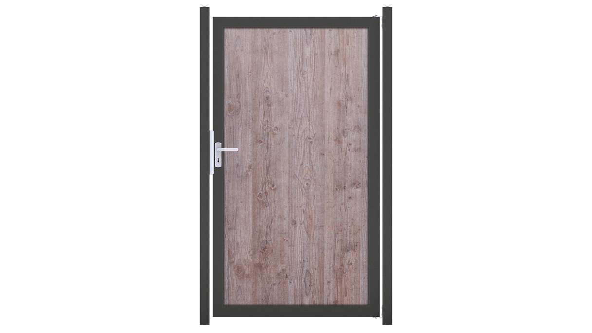 planeo Gardence Resistant - Panneau brise-vue en HPL, aspect bois, avec cadre en aluminium