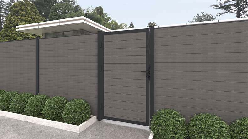 planeo INFINITY - Clôture à emboîter WPC CoEx gris foncé 176 x 183 cm