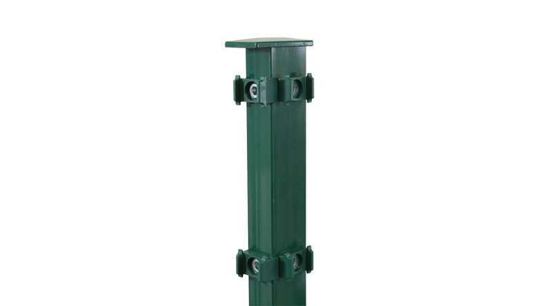 Poteau d'angle de type FB vert mousse pour clôture à double maille