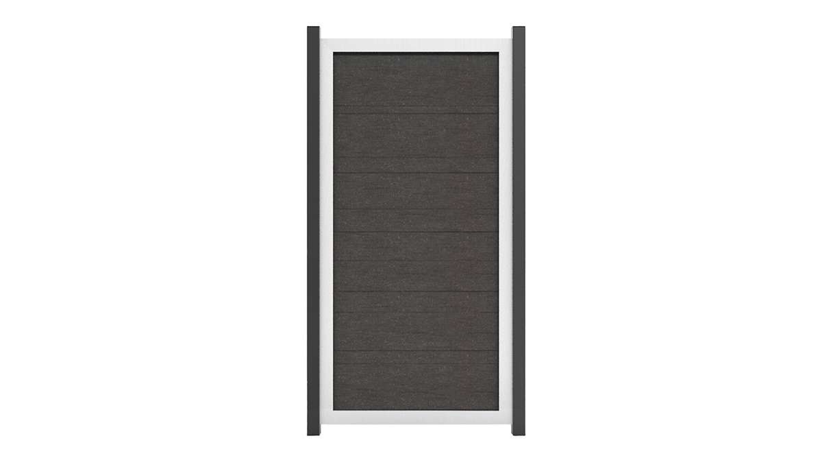 planeo Gardence Guard - Clôture composite Vertical Anthracite avec cadre aluminium argent