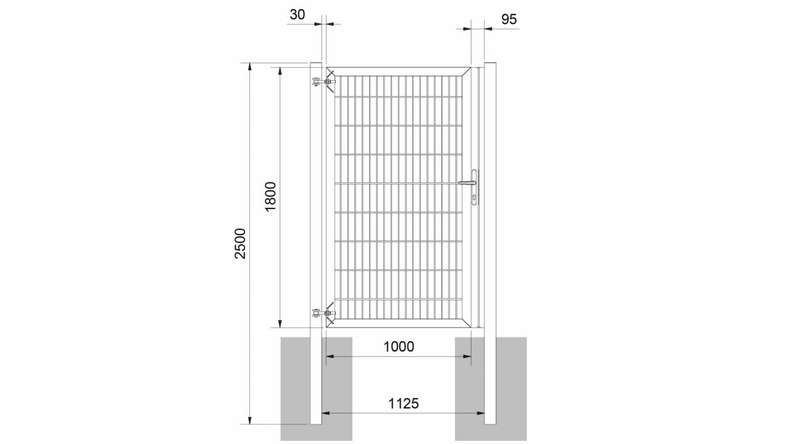 Porte universelle lourde 1 vantail vert mousse H 1800 x L 1125 mm poteaux de porte inclus