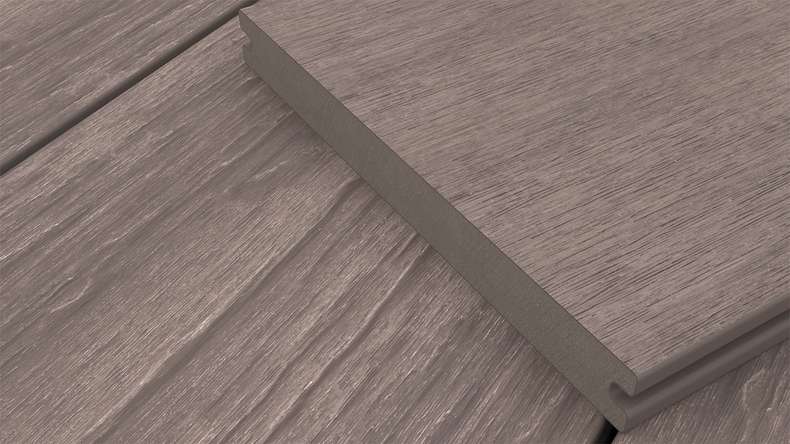 planeo MAXLine Antik - Planche de terrasse WPC CoEx gainée XL massif - gris 3m rustique structuré/lisse brossé