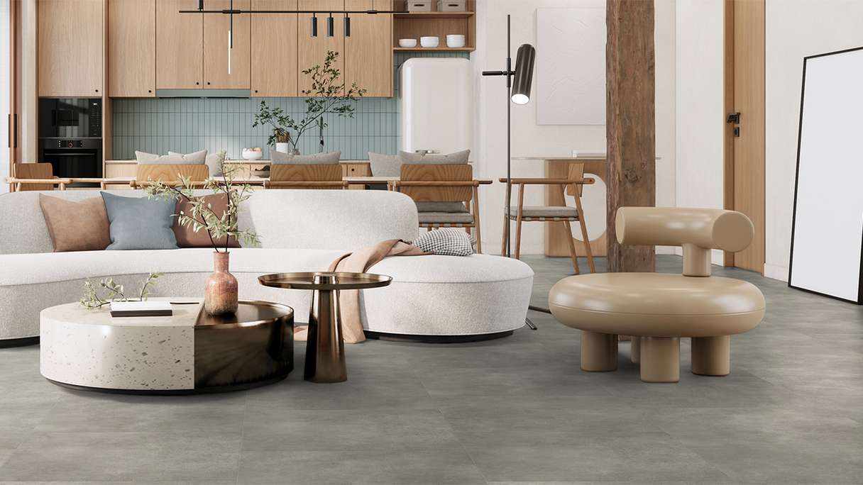 Vinyle à clic Gerflor - Senso Premium Rigid Acoustic Pepper taupe | Isolation phonique intégrée (39480889)