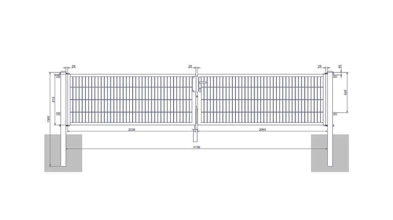 Porte universelle moyenne 2 vantaux vert mousse H 800 x L 4158 mm poteaux de porte inclus