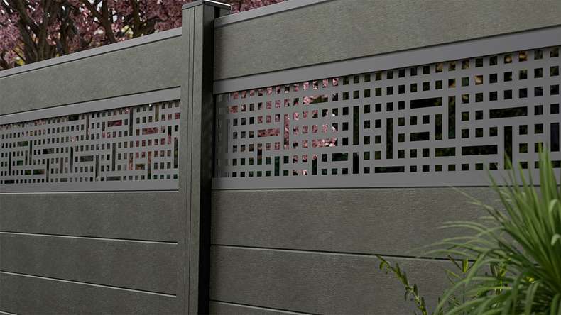 planeo Gardence Strong - Clôture à emboîter BPC Mesh gris anthracite 180 x 180 cm