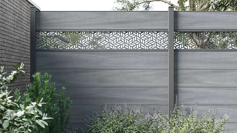 planeo Gardence Strong XL - Clôture composite à emboîter standard gris pierre co-ex