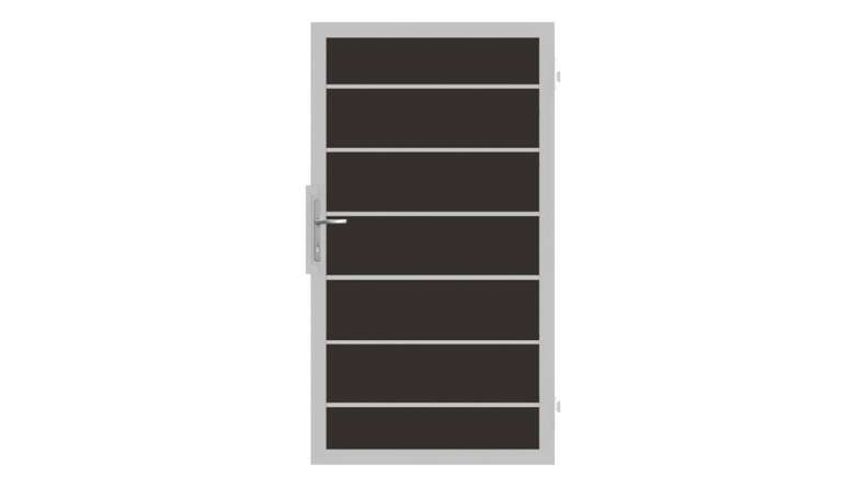 planeo Gardence Deluxe - Porte universelle composite gris Anthracite avec cadre aluminium argent