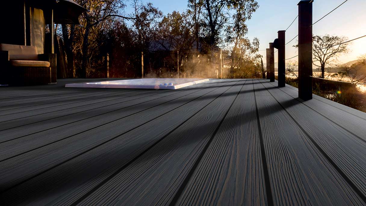 planeo Authentic Wood - Lame de terrasse BPC massive - Osage carbonisé texturé