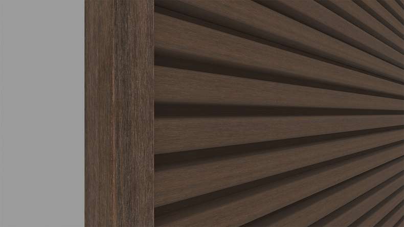 planeo LINEA - Profilé d'extrémité en aluminium CoEx, couleur Ipe brun, 3000 x 74 x 61 mm