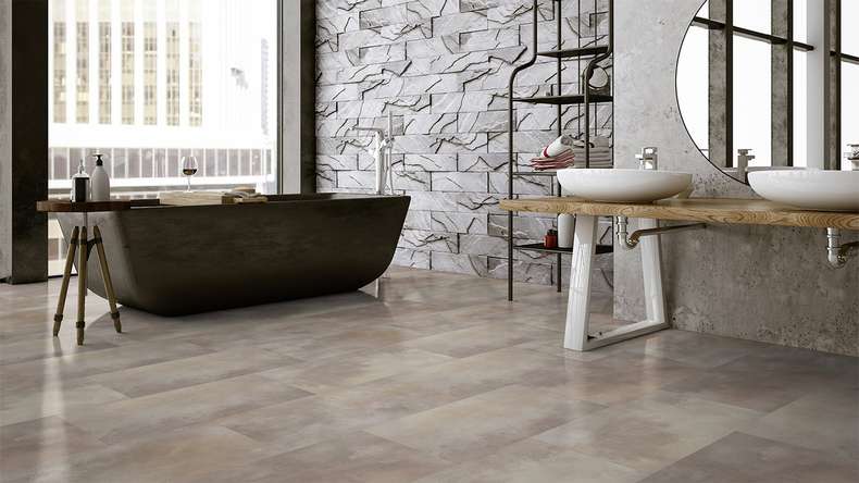 Gerflor Sol PVC clipsable - Virtuo 55 Rigid Acoustic Acuarela Taupe | isolation phonique intégrée (39071476)