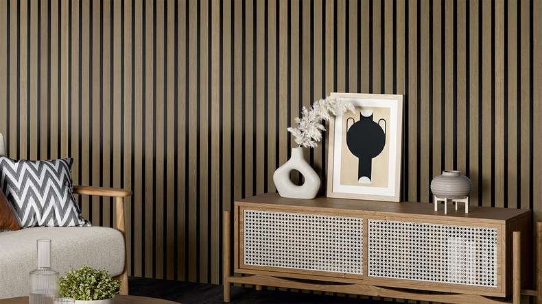 Skaben Panneau acoustique SilentWall Comfort - Chêne rustique - 250 x 30 cm