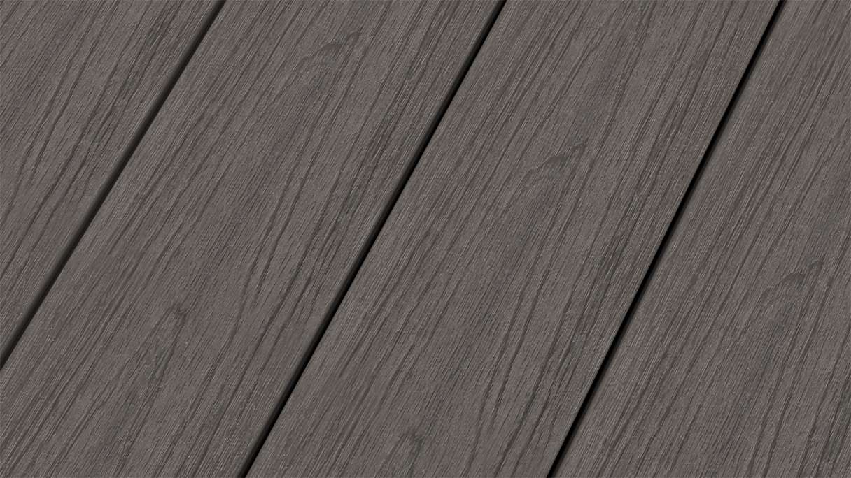 planeo WOODLine Nature - Lame de terrasse WPC CoEx enrobée chambre creuse - gris foncé 3m structuré/lisse brossé