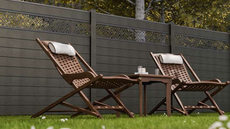 planeo Gardence Strong - Clôture à emboîter BPC Abstract gris anthracite 180 x 180 cm