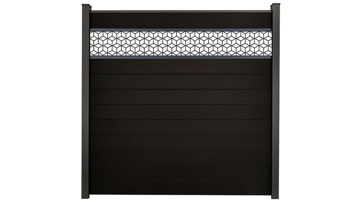 planeo Gardence Strong - Clôture à emboîter BPC Cube noir co-ex 180 x 180 cm