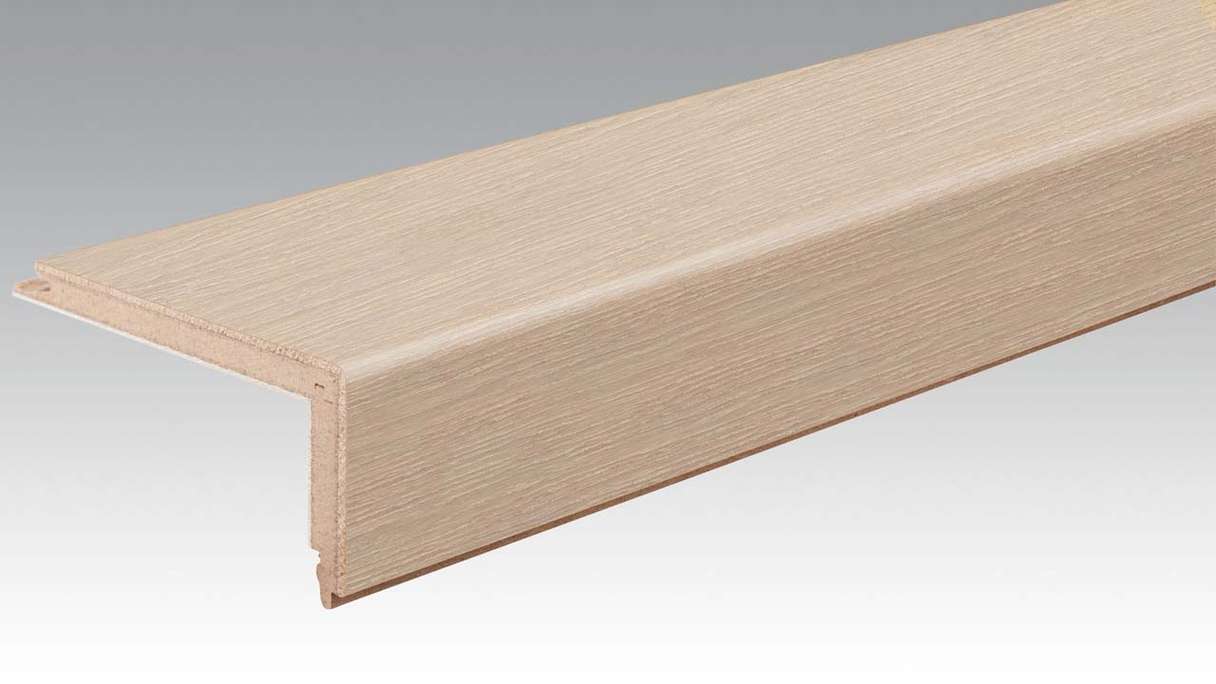 Profilé de nez de marche MEISTER en parquet Profilé en L Chêne animé blanc crème cérusé 9014