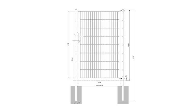 Porte universelle léger 1 vantail galvanisé à chaud H 1600 x L 1090 mm poteaux de porte inclus
