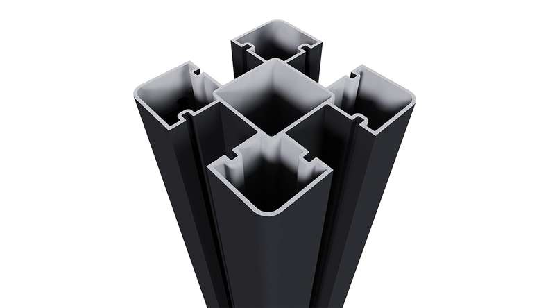 planeo Poteau en aluminium à cheviller - noir 8 x 8 x 190 cm y compris capuchon de poteau