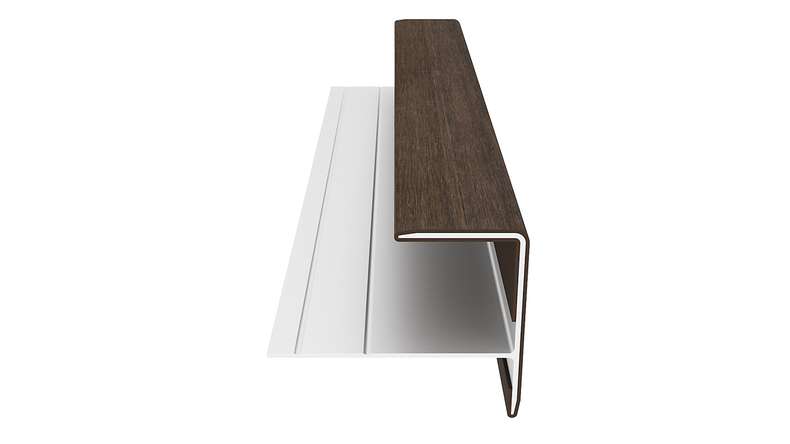 planeo LINEA - Profilé d'extrémité en aluminium CoEx, couleur Ipe brun, 3000 x 74 x 61 mm
