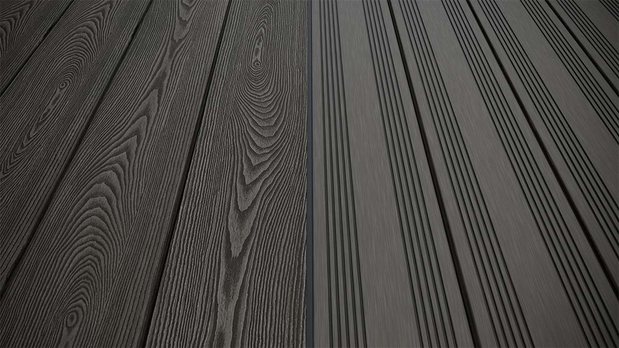 planeo SolidWood WPC Lame de terrasse massive - gris foncé 4.8m français/structuré