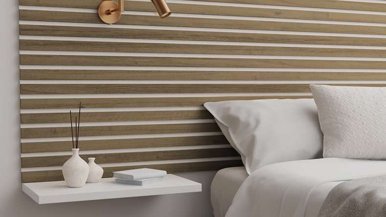 Skaben Panneau acoustique SilentWall Easy-Sticks - Chêne Rustique - 250 x 3,45 cm
