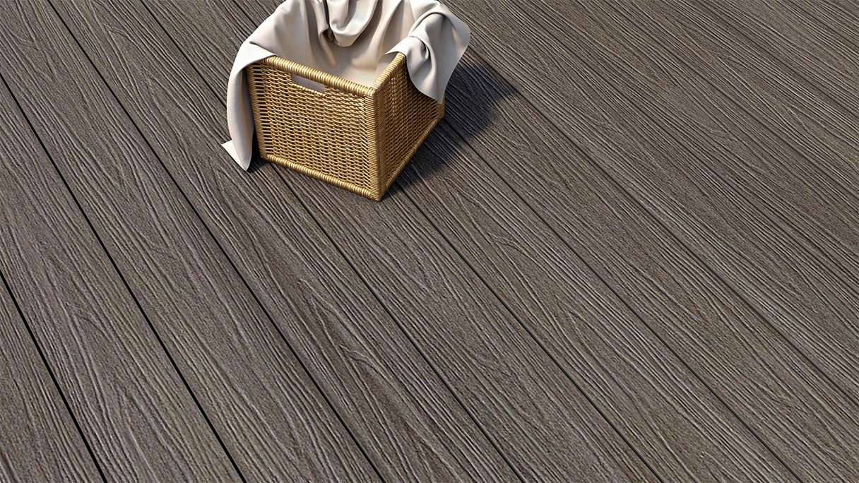planeo MAXLine Nature - WPC CoEx lame de terrasse XL gainée chambre creuse - gris foncé 3m structuré/lisse brossé