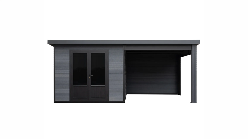 Abri de jardin planeo WPC à toit en appentis XXL - Anthracite 560 x 288 cm