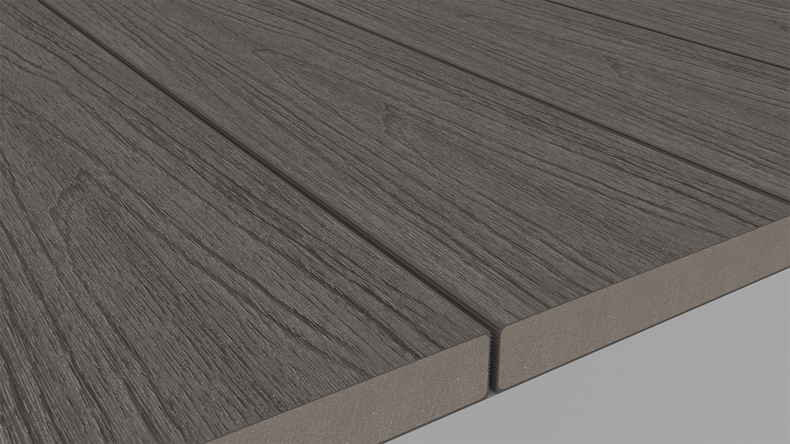 planeo UNIDeck - Lame de terrasse en WPC CoEx, gris foncé, 3 m - texturée/brossée lisse