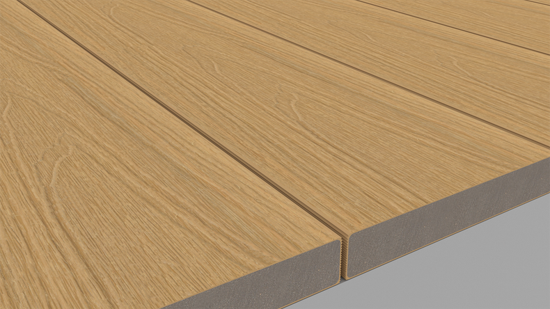 planeo UNIDeck - Lame de terrasse en WPC CoEx, couleur sable, 3 m - texturée/brossée lisse