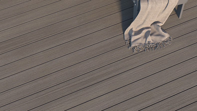 planeo UNIDeck - Lame de terrasse en WPC CoEx, gris foncé, 3 m - texturée/brossée lisse
