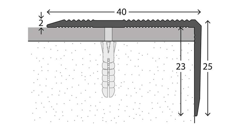 planeo Profilé pour nez de marche 392 argent 250 cm
