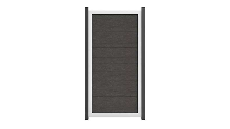 planeo Gardence Guard - Clôture composite Vertical Anthracite avec cadre aluminium argent