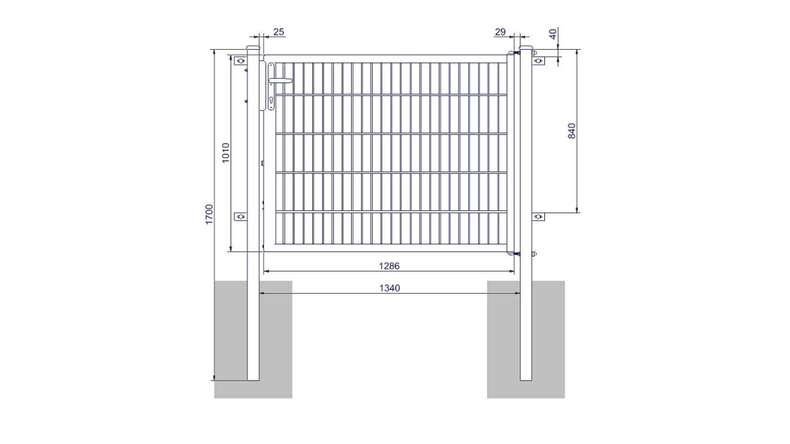 Porte universelle moyenne 1 groupe anthracite H 1000 x L 1340 mm poteaux de porte inclus