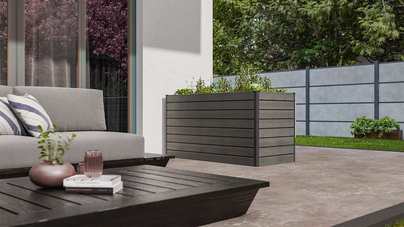 planeo BPC-Rhombus bac surélevé rectangulaire - gris pierre co-ex. 150 x 70 x 79 cm