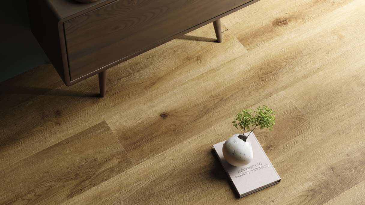 planeo rigide Sol PVC clipsable - SolutionX 2in1 Chêne brun foncé | Isolation phonique intégrée (ECF-0080)