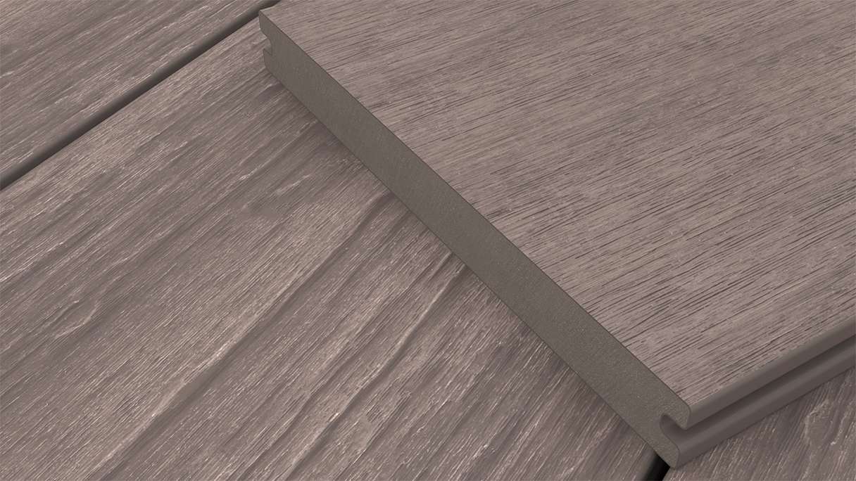 planeo MAXLine Antik - Planche de terrasse WPC CoEx gainée XL massif - gris 3m rustique structuré/lisse brossé