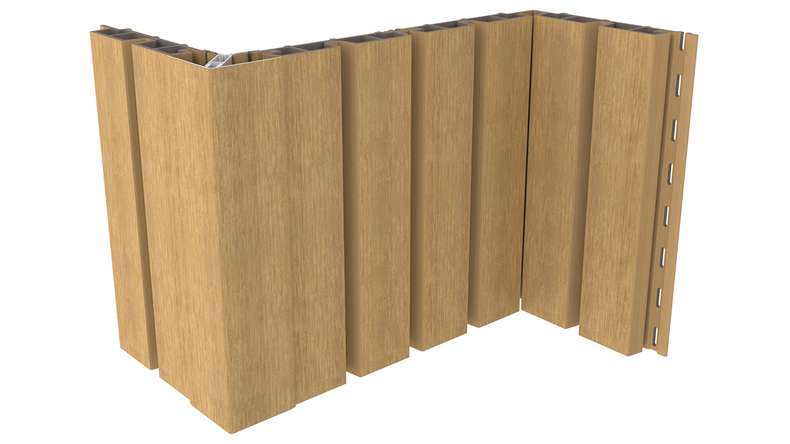 planeo LINEA Wide - Bardage de façade en WPC CoEx, couleur sable, 2900 x 181 mm