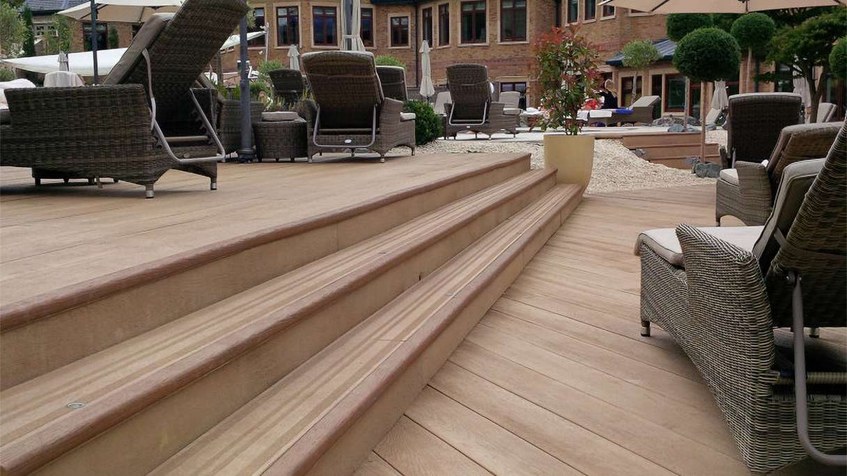 planeo Authoria PureBoard Plancher de terrasse massif - Light Natural Oak 3.6m structuré