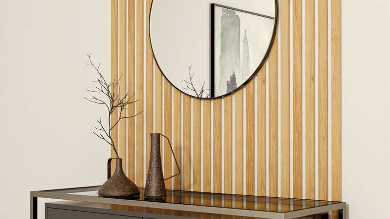 Skaben Panneau acoustique SilentWall Easy-Sticks - Chêne brun clair - 250 x 3,45 cm