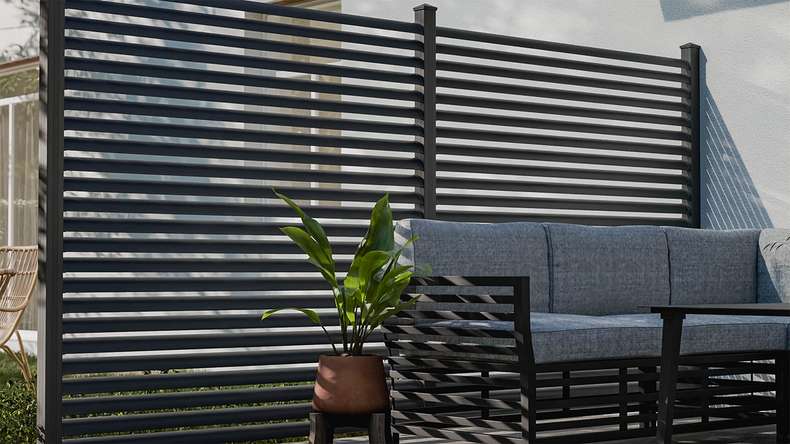 planeo Gardence Metallic Ellipse - Clôture de jardin en aluminium Carré Anthracite | DB703