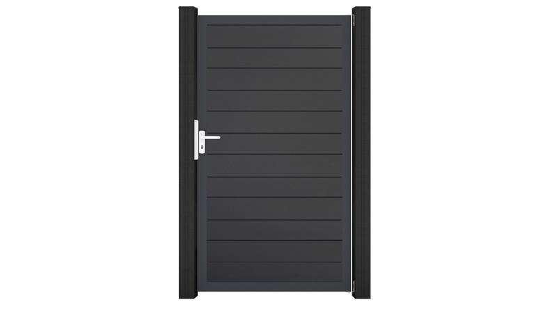 planeo Gardence Simply Small - Portail universel en PVC gris anthracite avec cadre en aluminium 100 x 180 cm