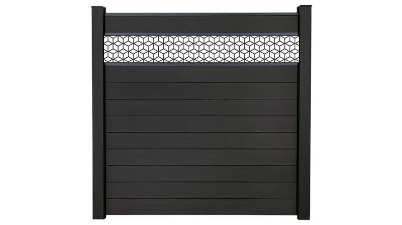 planeo Gardence Strong - Clôture à emboîter BPC Cube gris anthracite 180 x 180 cm