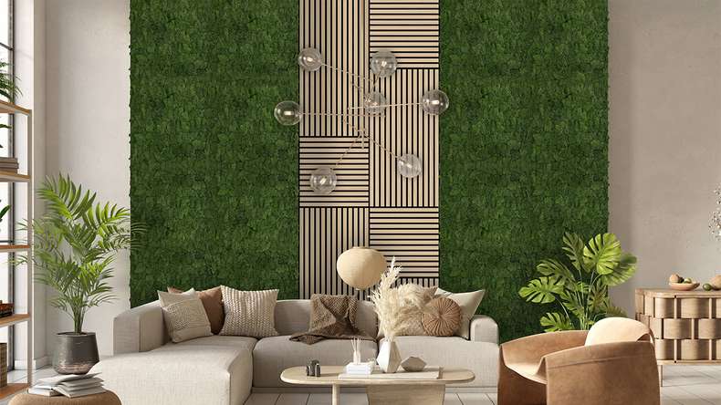 planeo Panneau acoustique - MixWall Living Moss Dark Green 52 x 52 cm | Mousse naturelle (PLMW-30111)