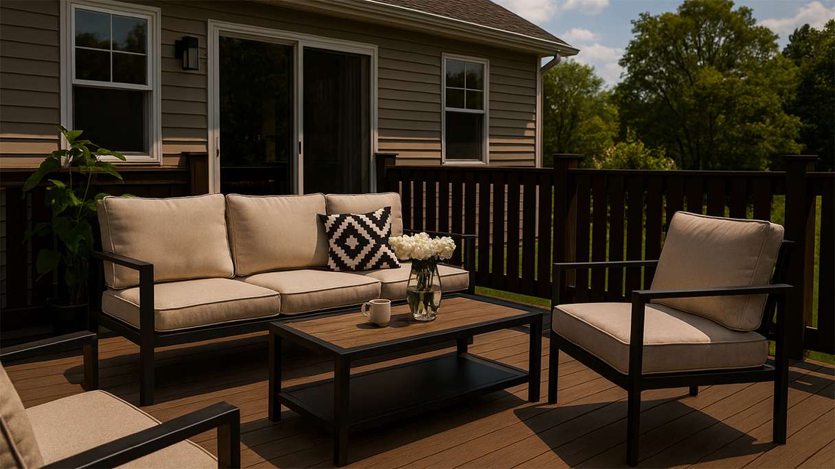 planeo Terrasse en bois massif Thermo frêne foncé brossé/lisse - 1500 x 112 x 20 mm
