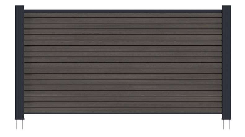 planeo LINEA - Clôture à emboîter pour jardin d'entrée en WPC CoEx Rhombus, gris foncé, 180 x 90 cm