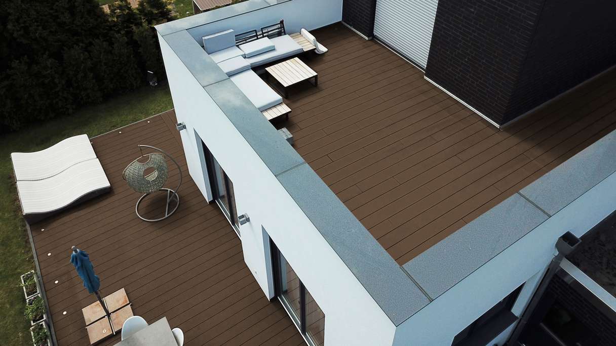 TitanWood Kit complet - 4m lame à âme creuse structure rainurée brun foncé 41 2m² compris UK alu