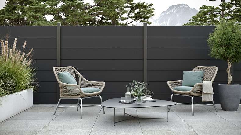 planeo Gardence Strong XL - Clôture composite à emboîter standard gris Anthracite
