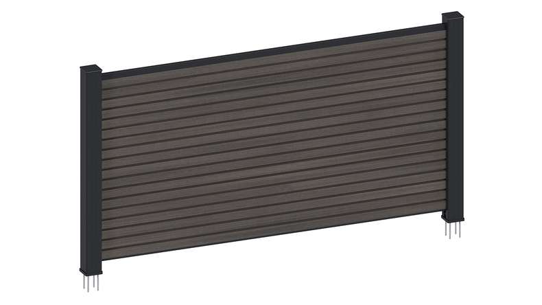 planeo LINEA - Clôture à emboîter pour jardin d'entrée en WPC CoEx Rhombus, gris foncé, 180 x 90 cm
