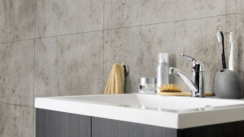 planeo StrongWall - Revêtement mural plastique Ciment foncé 65 x 37,5 cm